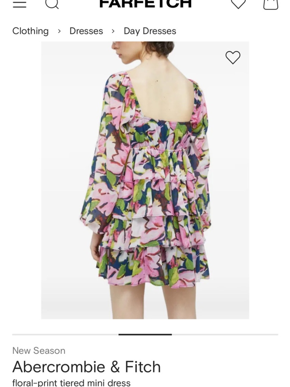 Abercrombie & Fitch Floral Print Tiered Mini Dress Long Sleeve Size XL Tall NWT - Picture 6 of 15